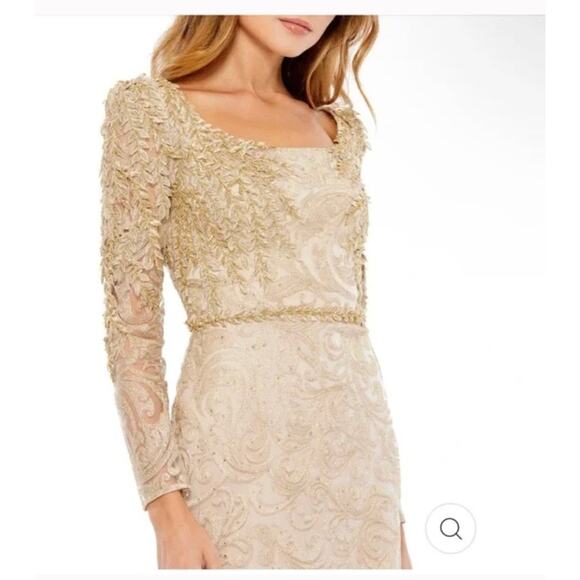 Mac Duggal Gold Trumpet Dress - Picture 3 of 8